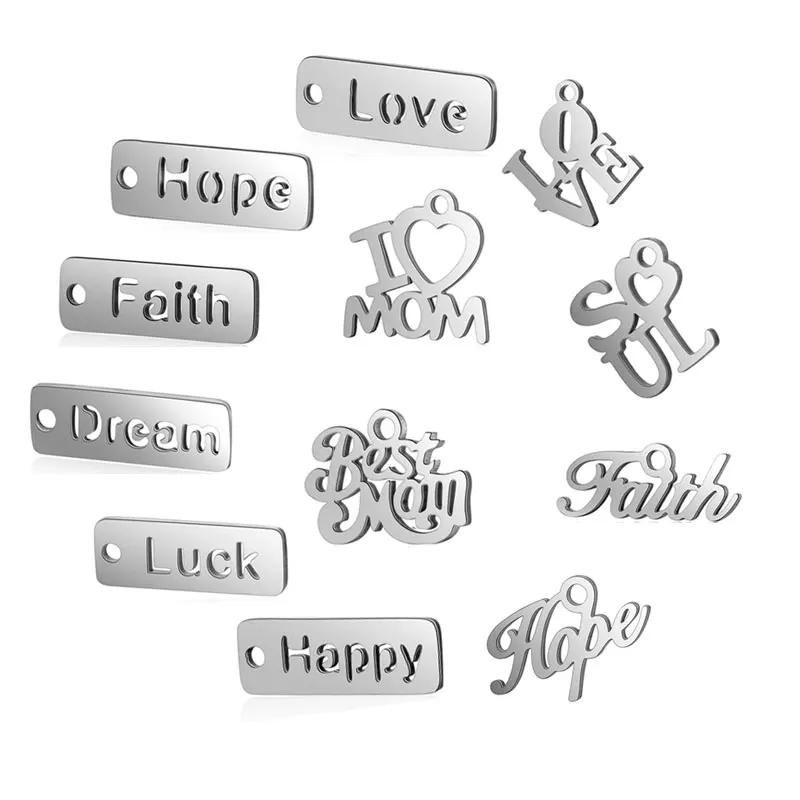 

Оптовая продажа 30 шт./лот DIY вырезанные Буквы подвески из нержавеющей стали кулон Love Mum Ювелирные компоненты для девушек и женщин Изготовление ювелирных изделий