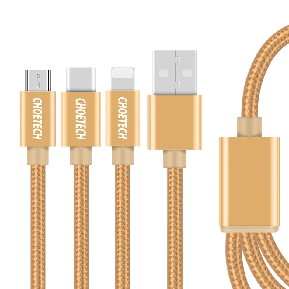 CHOETECH 3 в 1 USB кабель для iPhone X 8 7 Micro USB кабель для Xiaomi Redmi 6A 7A usb type-C кабель для Redmi Note 7 8 Pro Кабель