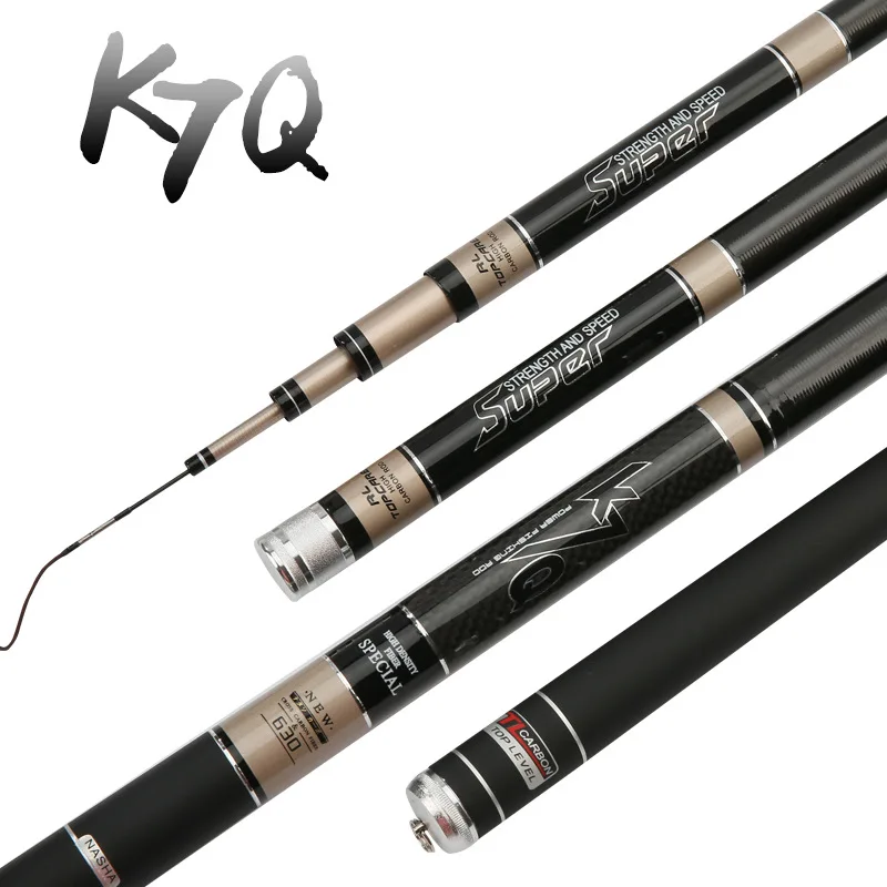 JW New High Quality Super Light Hard 3.6m-6.3m model telescopic Fishing Rod high Carbon Fiber 5H Hand Pole for big Fish