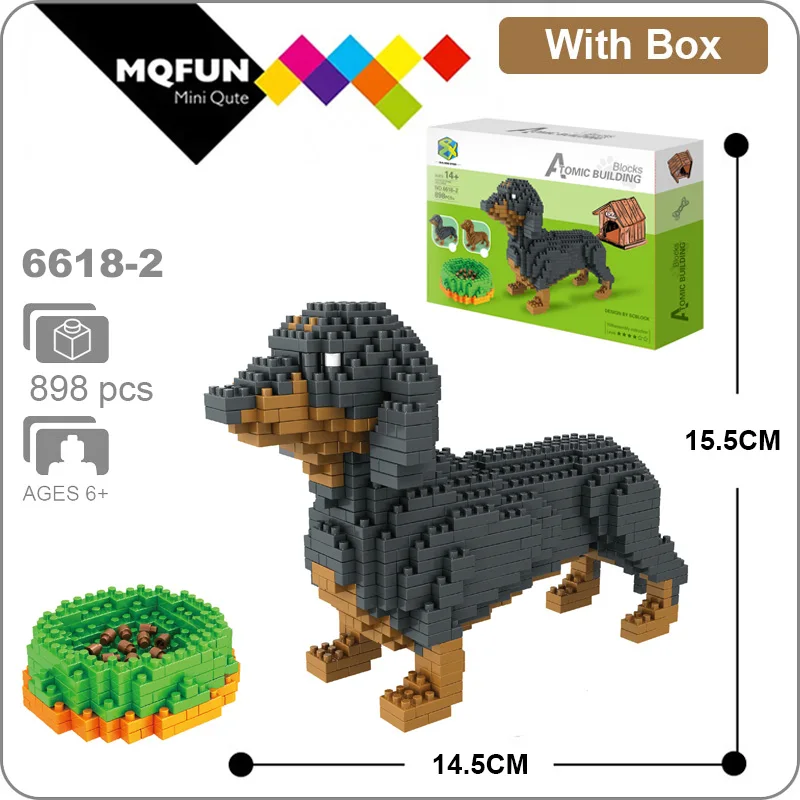 

PZX Lovely Animals dog micro diamond building block cute puppy corgi husky Schnauzer Dachshund Collie Poodle bricks model toys