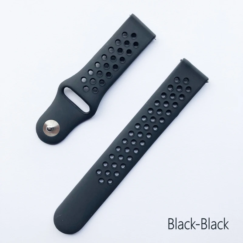 Высокое качество 20 мм двойной цвет силиконовый ремешок для Huami Amazfit Bip BIT PACE Lite Молодежный сменный Браслет - Цвет: Black