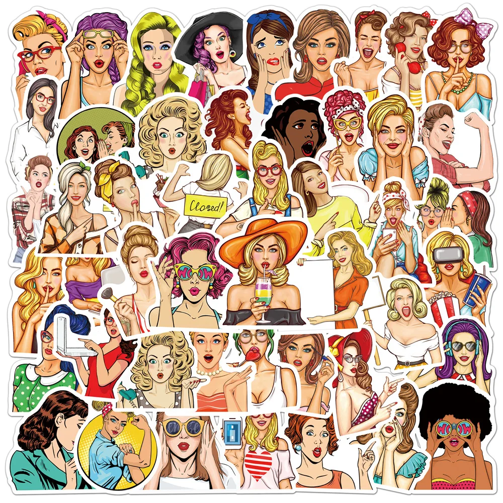 

10 / 30 / 50PCS Pop Fashion Girl Graffiti Waterproof Sticker Personalized Bicycle Trunk Car Guitar Refrigerator StickerWholesale