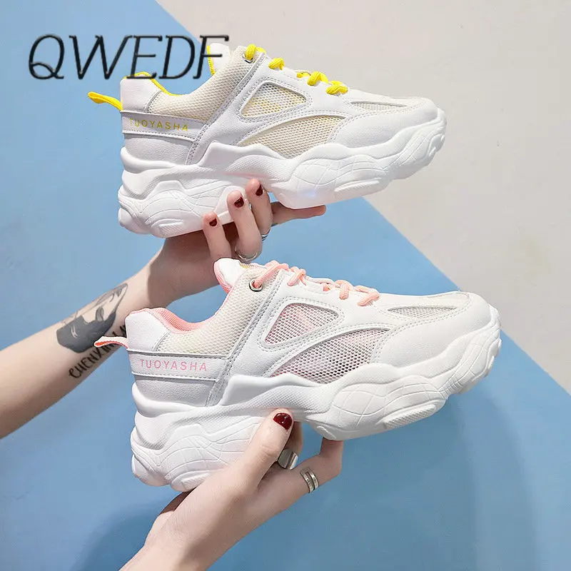QWEDF/Модные женские кроссовки Harajuku; спортивная обувь на буферной платформе с вентиляцией; спортивная прогулочная YN-29