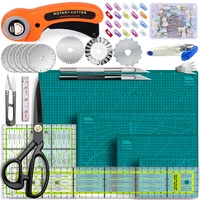 rotary cutters set with cutting mat patchwork ruler carving knife kit for fabric paper leather crop sewing scissors and quilting