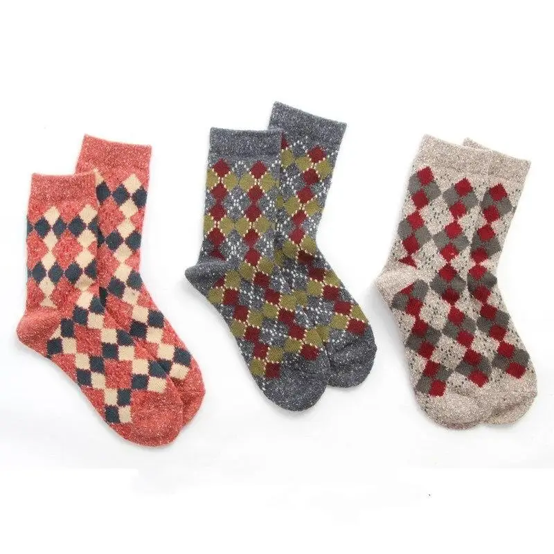 

Новинка распродажа Модные женские длинные носки шерстяные зимние толстые теплые клетчатые винтажные уличные короткие носки в стиле Харадз...