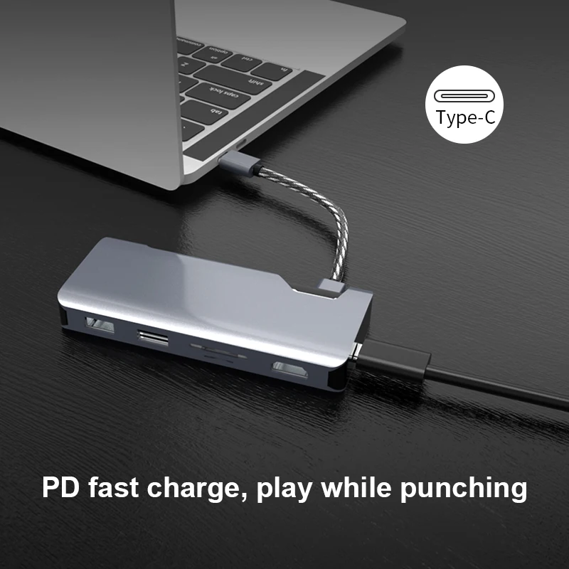 USB концентратор с Type C на 1080P HDMI Мульти 3 0 к RJ45/SD/TF адаптеру для Macbook Huawei Matebook c док
