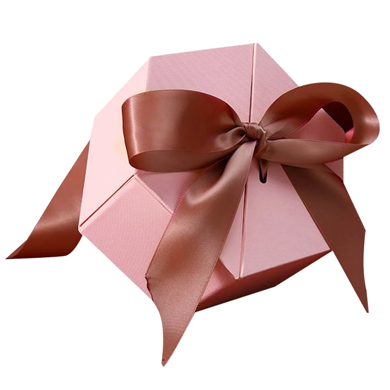 1 шт. Шестигранная Подарочная коробка с бантом Свадебная для конфет