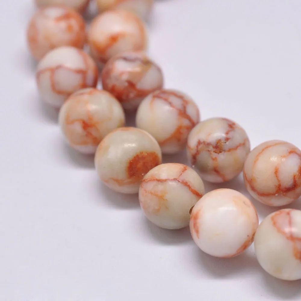 

1 Strand Natural Red Netstone Beads Strands, Round, Orange, 8mm, Hole: 1mm; about 46pcs/strand, 15.1 inches