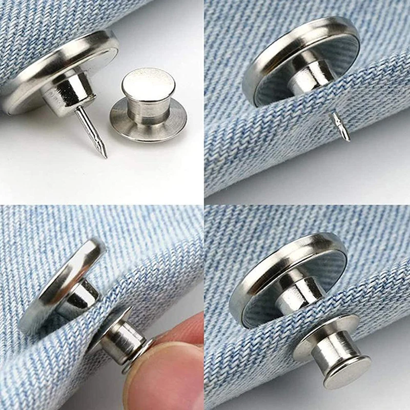 

10 шт., металлические съемные бесшовные пуговицы для джинсов, 17 мм