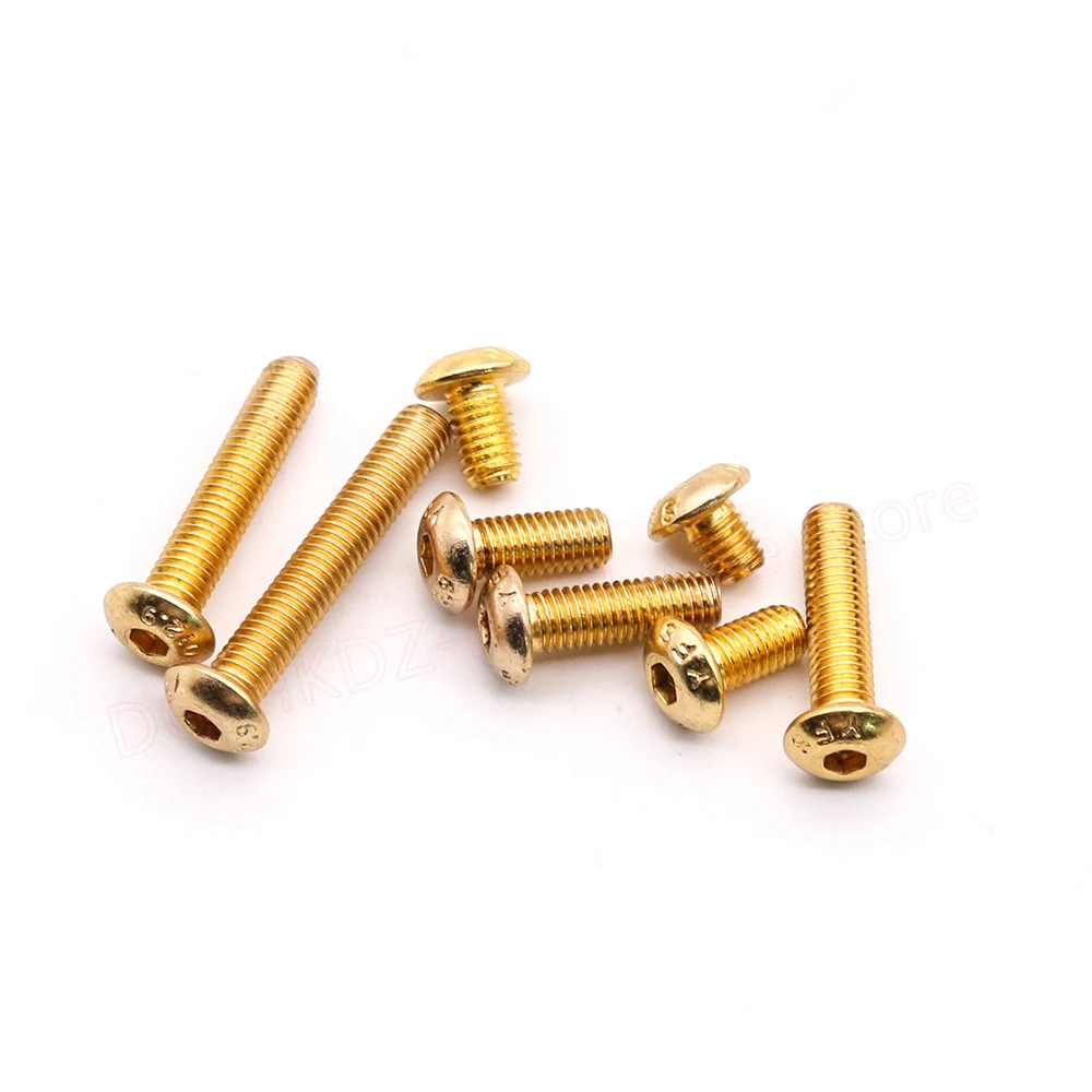 

M2 M2.5 M3 Round Head Screws Titanium-Plated Allen Screw Length 4-30mm Bright Surface, Moderate Rust Prevention 10/20/50pcs