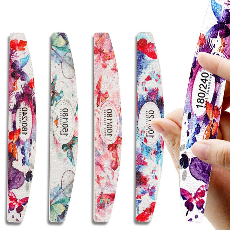 Пилка для ногтей с песочным напылением баффер полумесяц акварель полировка