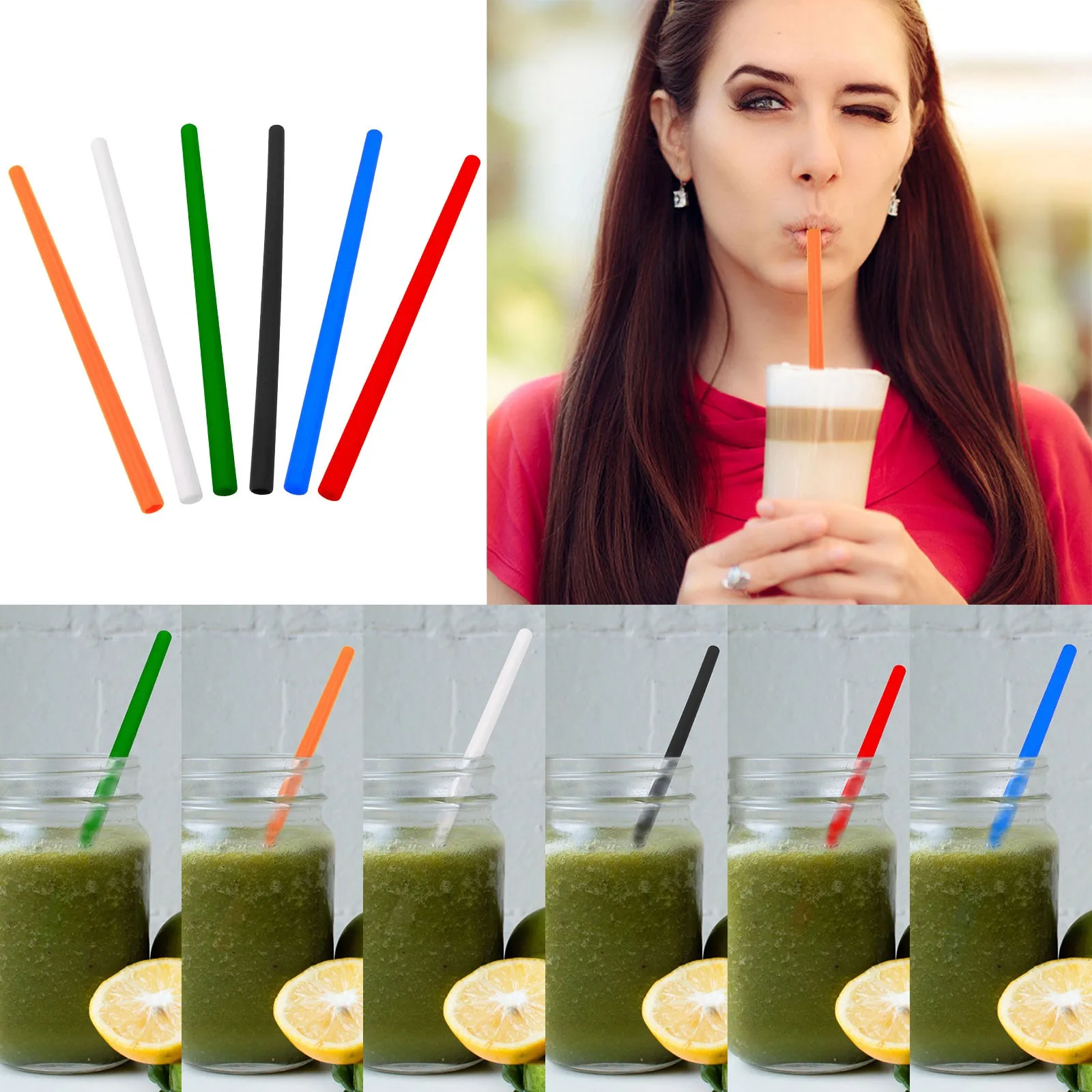 

Многоразовые силиконовые бутылки, длинные гибкие соломинки с чистящими щетками для бутылки объемом 20 унций