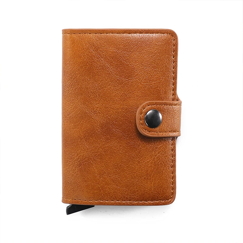 

GetInCase Credit Card Holder Wallet Men Women Metal RFID Vintage Aluminium Bag PU Leather Bank Cardholder Case New Card Holder
