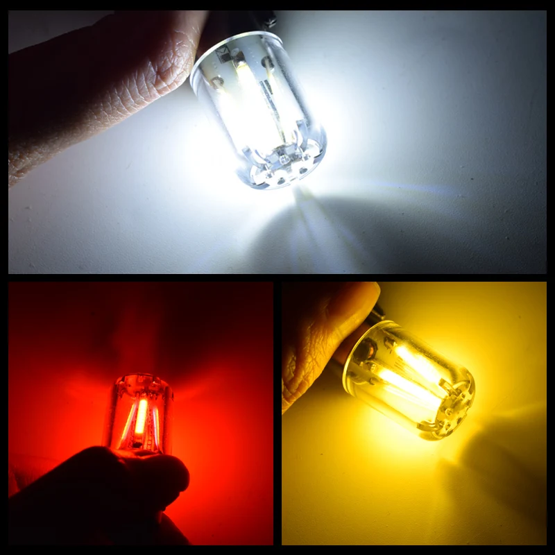 EURS 1pcs 1156 P21W BA15S 1157 BAY15D COB LED Filament Chip Car Brake Lights Auto Reverse Bulb Parking Lamp 12V Red White Yellow |