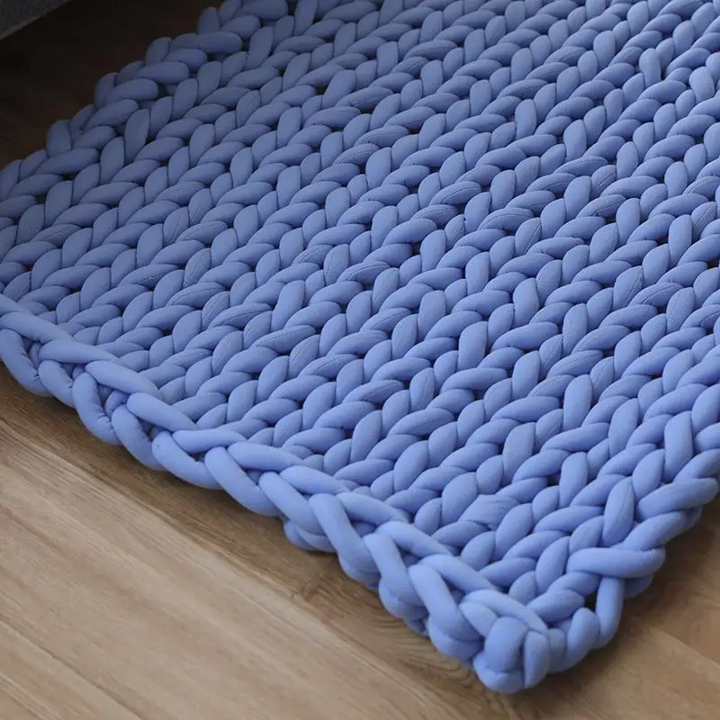 Jumbo хлопчатобумажная пряжа трубчатой формы толстые пряжи Diy громоздкие руки вязаное одеяло ручной вязки пряжа Jumbo пряжа 1000 за мяч - Цвет: Синий