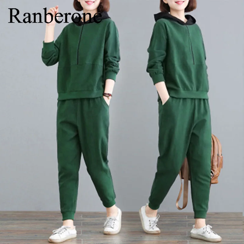 Autumn Winter Tracksuit Two Piece Set Women's Hooded Sweatshirt And Pants 2PCS Outfits Female Casual Woman Jogger Sport Suit