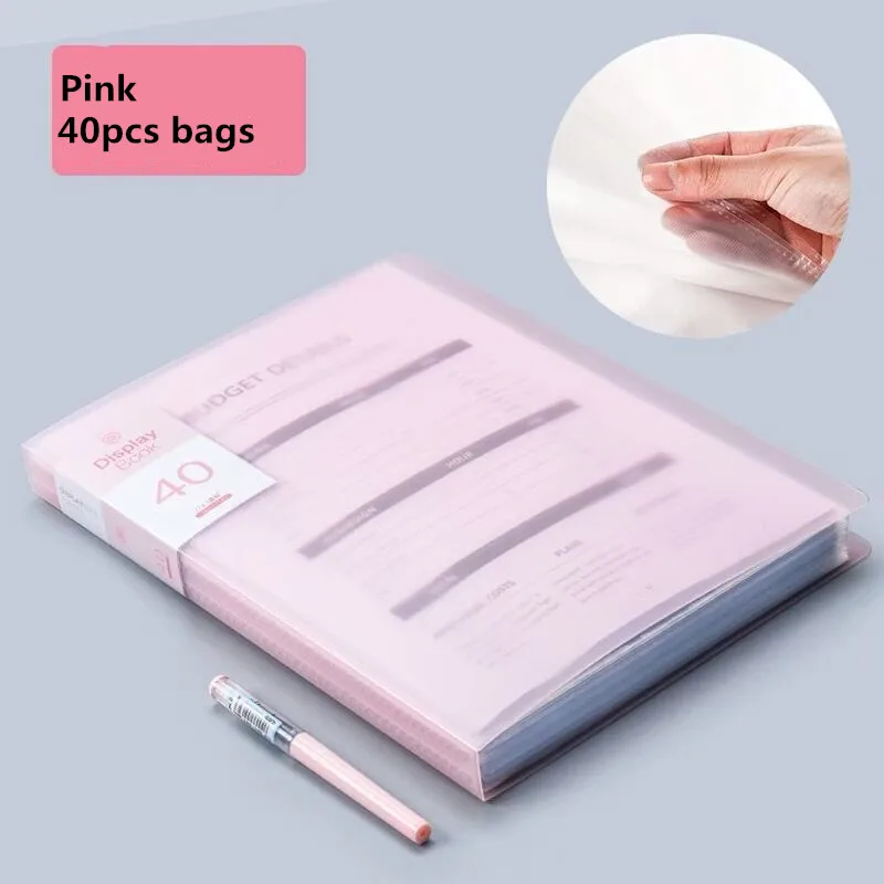 40PCS Bag Pink 30 60 80 страниц A4 папка для файлов музыкальная смотровая бумага Органайзер сумка для хранения стол сумки для документов лист протекторы чехол канцелярские принадлежности - Цвет: 40PCS Bag Pink