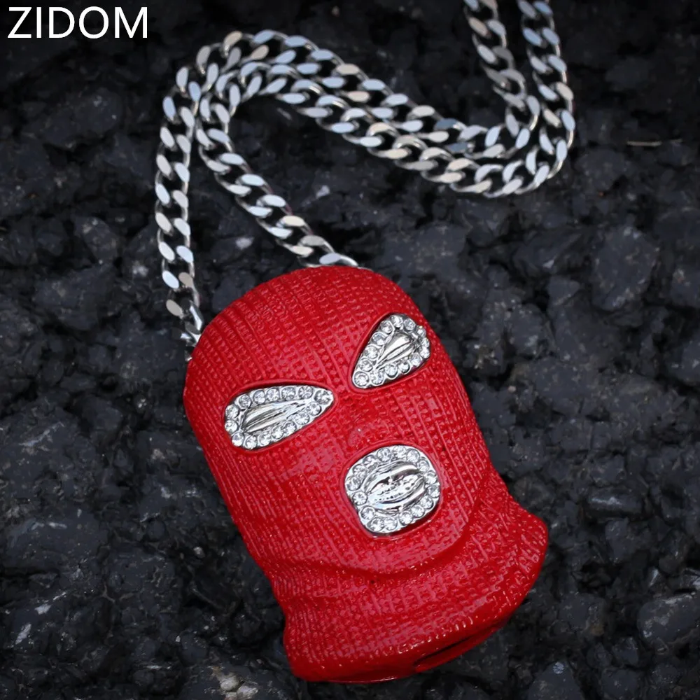 Новинка 2019 мужское ожерелье в стиле хип хоп с красной подвеской виде маски модные