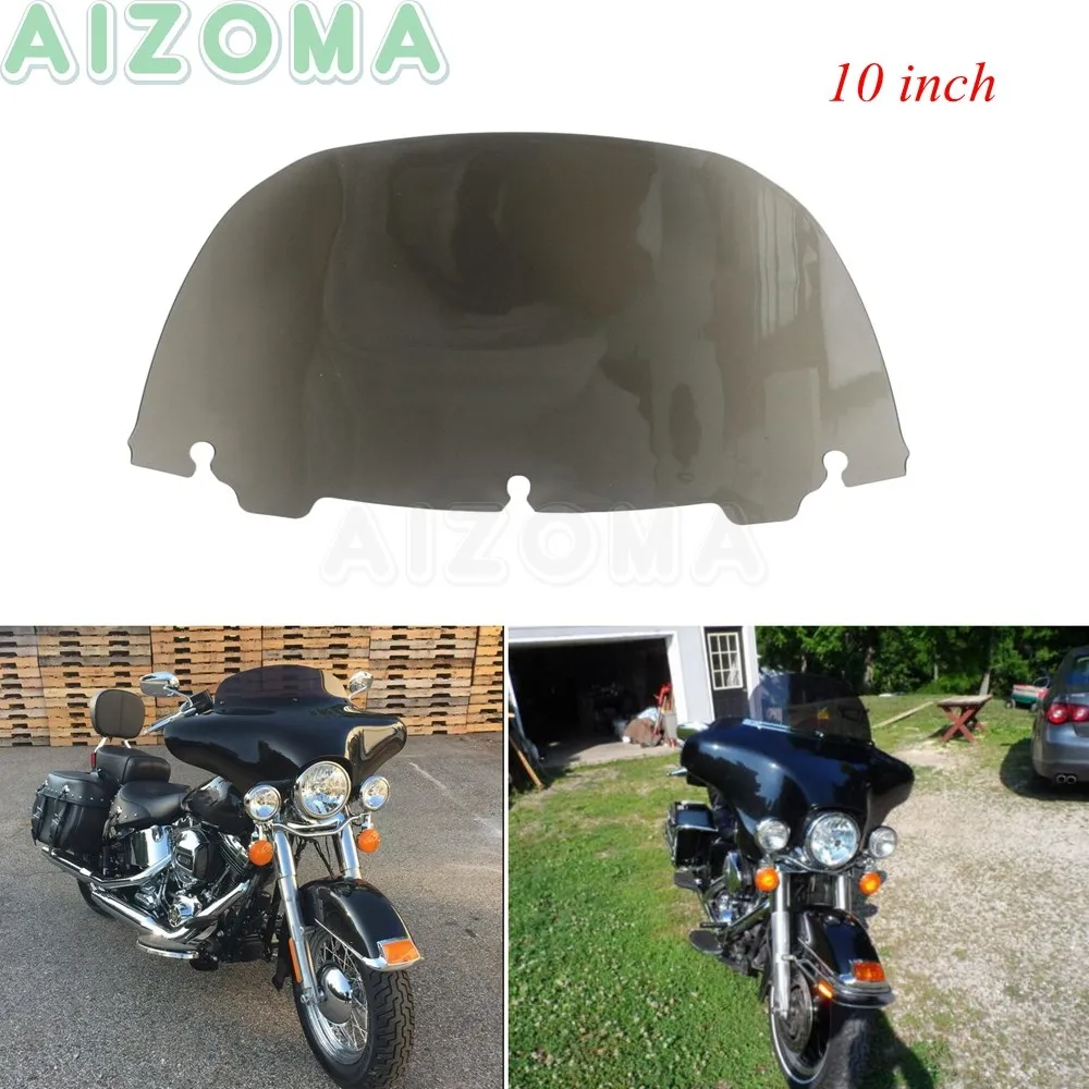 

Smoke Batwing Fairing Windscreen 10'' Slotted Windshield For Harley Touring Street Electra Glide CVO Tri Glide Ultra Classic
