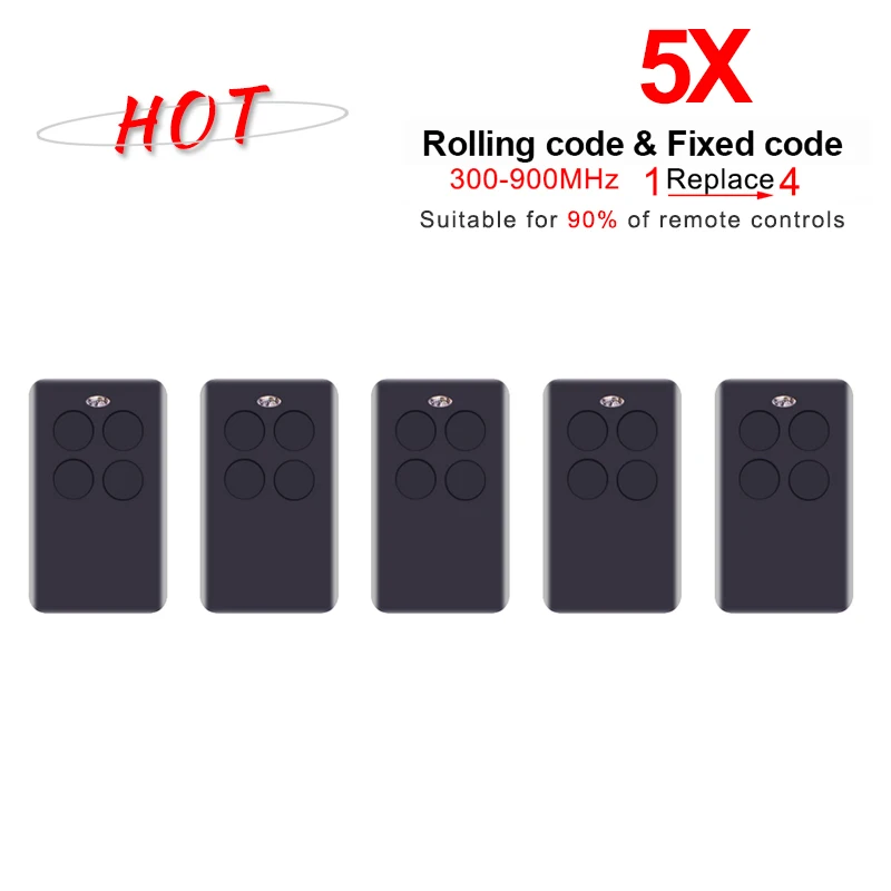

Garage Door Remote Control Clone Multiple frequency 280 - 868 MHz Gate Opener For Car Garage Keychain for Barrier 5PCS