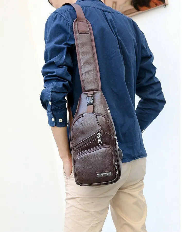 Мужская нагрудная сумка через плечо из искусственной кожи Слинг Сумка дорожная |