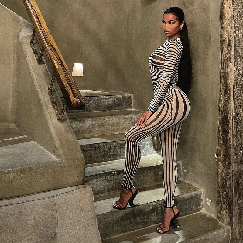 Женский сетчатый костюм с полосками зебры комплект из 2 предметов футболка и