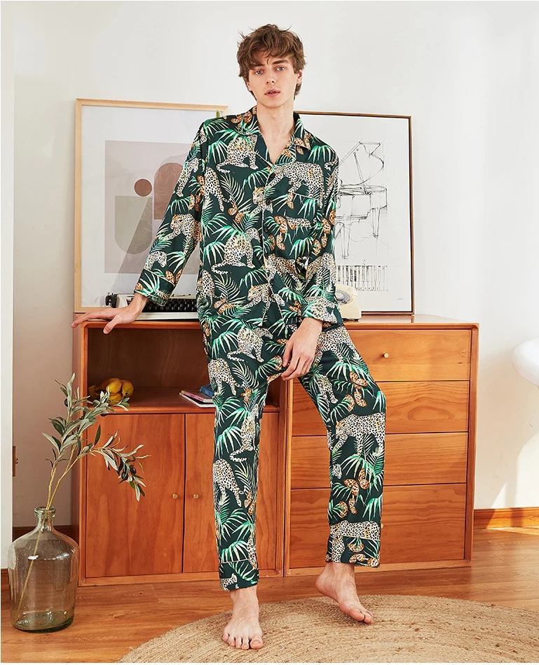 2 шт. Мужские пижамные комплекты с отложным воротником и длинным рукавом|pajama sets|mens