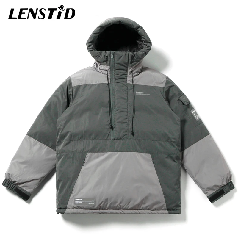LENSTID мужская куртка в стиле Харадзюку с цветными блоками Теплая стеганая