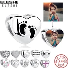 ELESHE Бесплатная гравировка имени и бесплатная доставка для студийной съемки под заказ Очаровательные бусы 925 пробы серебряные браслеты с подвесками сделай сам, ювелирное изделие