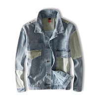 mens casual loose stitching denim jacket korean fashion simple versatile short jacket coat springautumn large size xl xxl