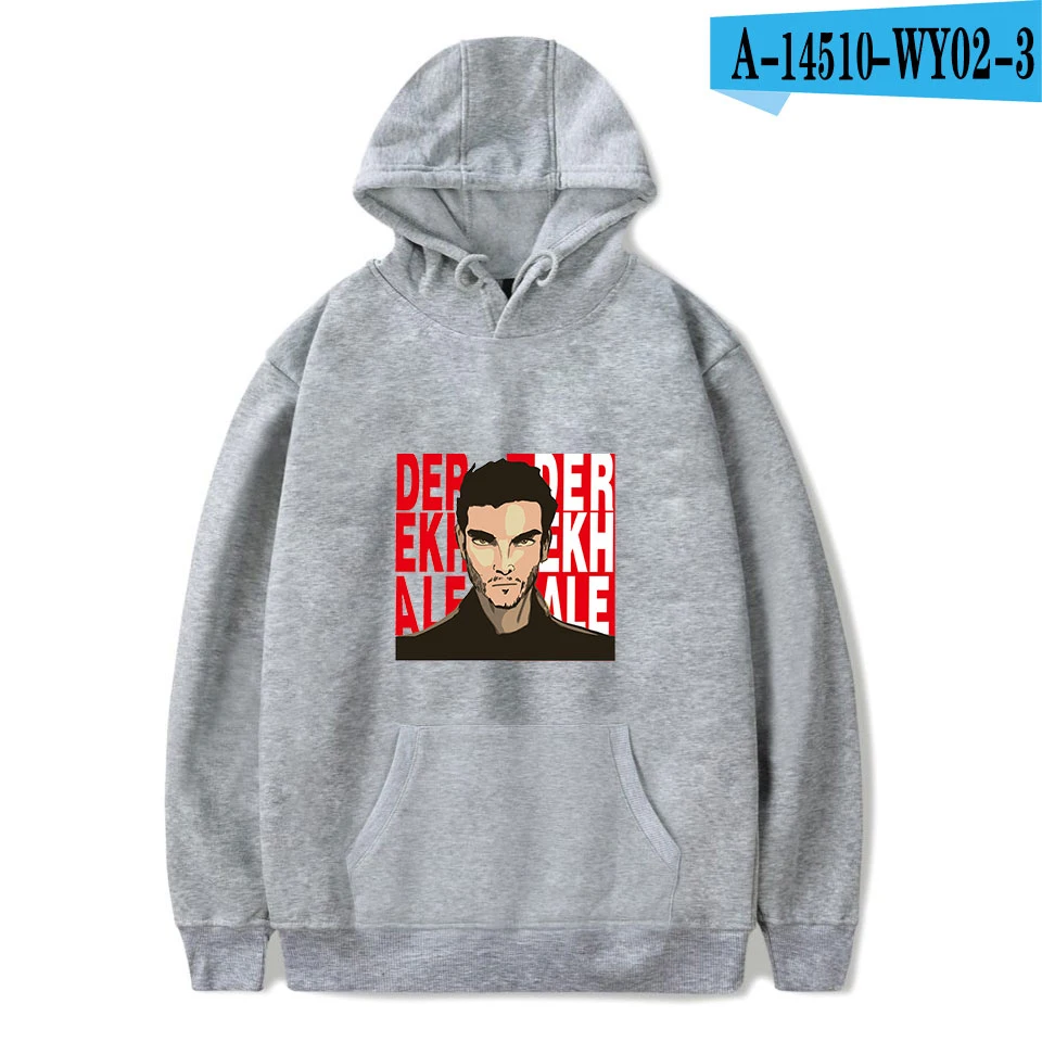 Derek hale толстовки для мужчин Новое поступление Толстовка Harajuku с капюшоном Красная толстовка ТВ серия подростковый волк персонаж печати Топы - Цвет: gray
