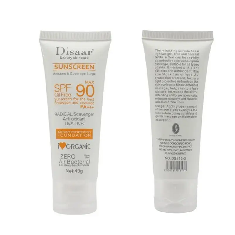 Отбеливающий солнцезащитный крем Disaar SPF 90 для тела против УФ-лучей типа А и B