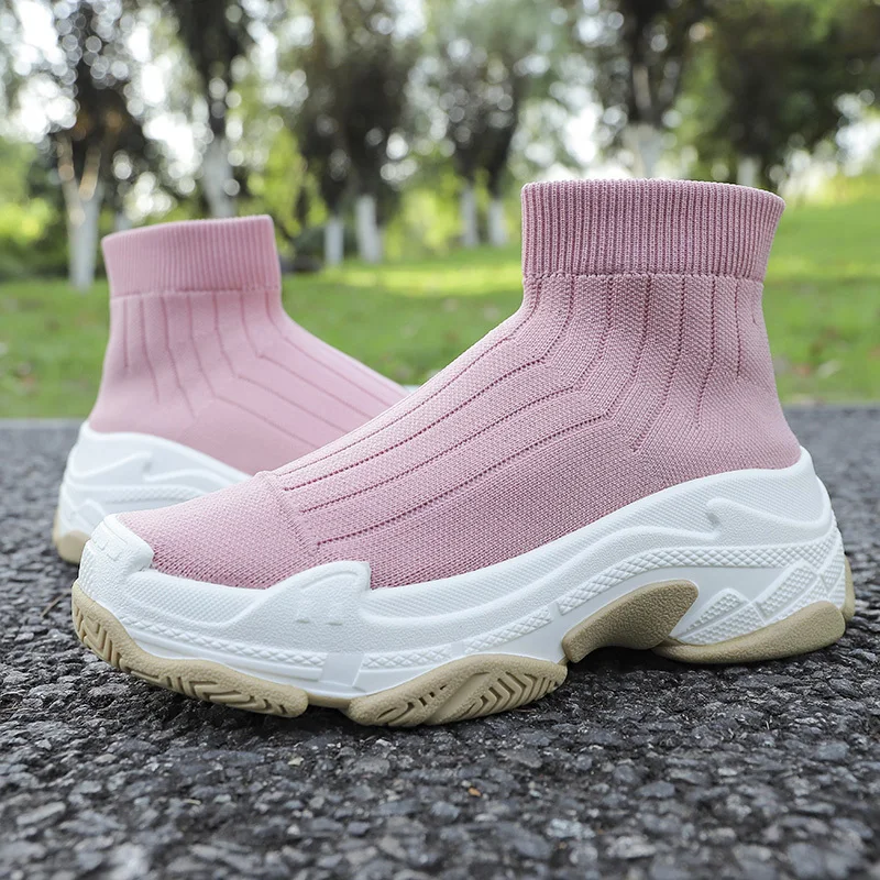 Вязаная женская обувь кроссовки и мужская вязаная верхняя дышащая спортивная