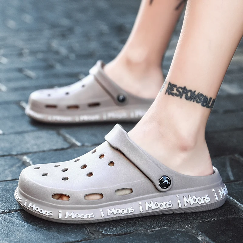 Мужские летние сандалии с принтом граффити мужские пляжные дырками дышащие