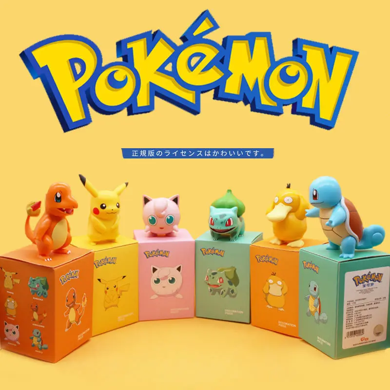 

Cartoon Pokemon Anime Figures Dolls Pikachu Toys Kawaii TOMY Original Pokmon Squirtle Charmander Psyduck Purin Model Kids Gift