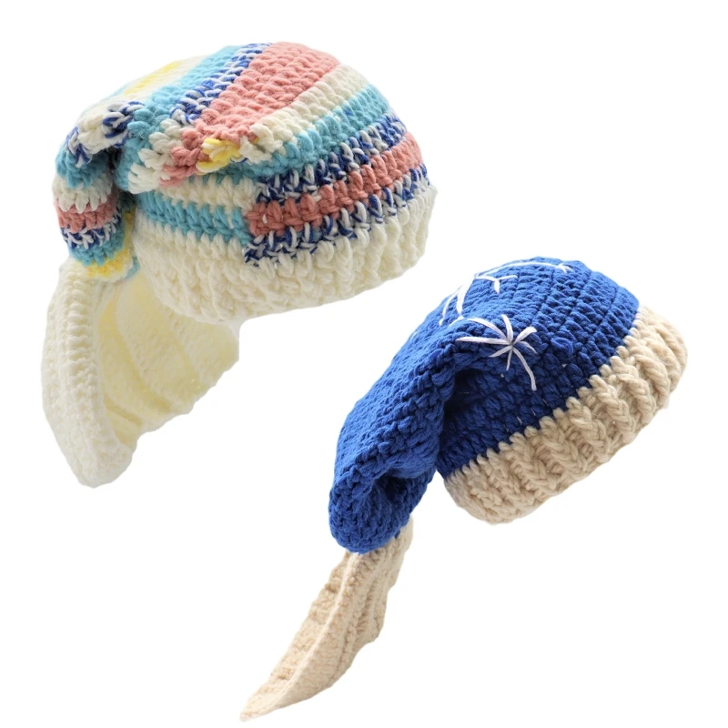 

M89E Beautiful Crochet Warm Beanie Hat Mermaid Children Hat Knitted Hat All-match Gift for Xmas Thanksgiving New Year Easter