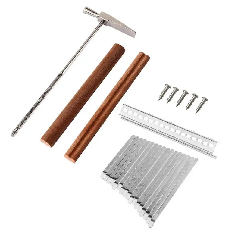 17 клавиш Kalimba DIY стальные ключи + деревянная моста стальная настройка Комплект