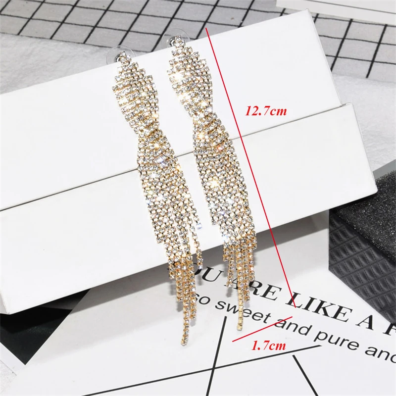

Bling Full Of Rhinestone Drop Earrings For Women Fashion Hanging Earring Jewelry