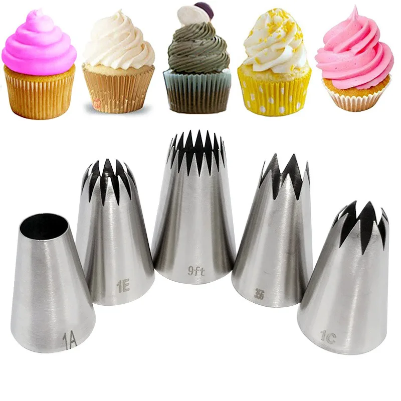 Pastry Nozzles 5 Pcs Set Cupcake Paper Cups Cream Nozzles for Pastry Bag Piping Bag Spuitzak Manga Pastelera Baking Accessories