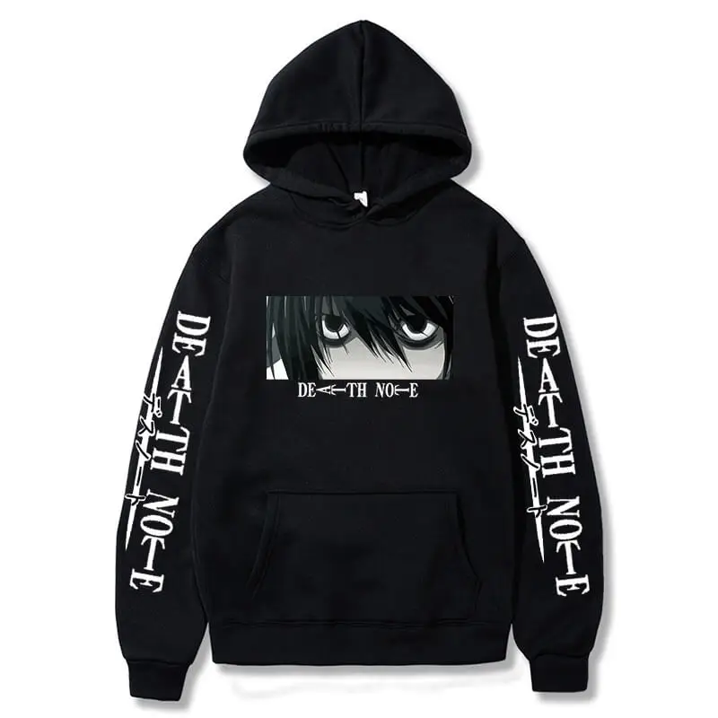 

Толстовка с капюшоном «тетрадь смерти» с принтом Киры L Lawliet Eyes аниме Harajuku толстовки с длинным рукавом корейские Парные толстовки пуловер