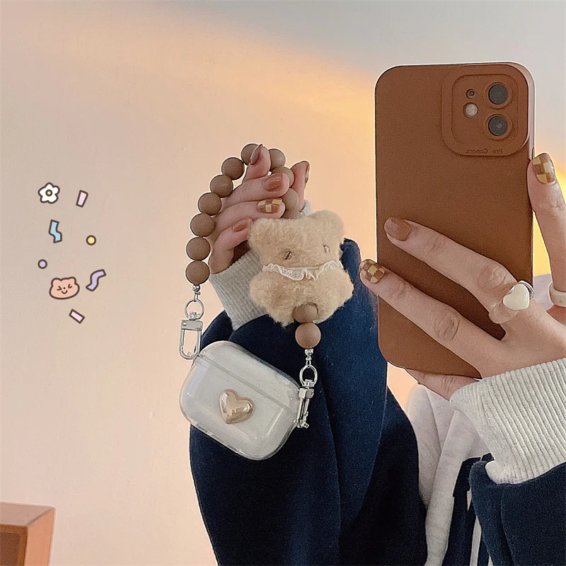 

Новинка Блестящий 3D чехол для наушников с любовным сердцем для Apple Airpods 3 Мягкие плюшевые наушники для Airpods 1 2 Pro Чехол для гарнитуры