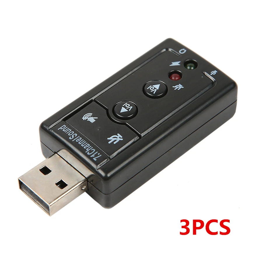 Внешняя звуковая карта USB 3 шт./компл. аудио адаптер Виртуальный 7 1 ''USB 2 0 с