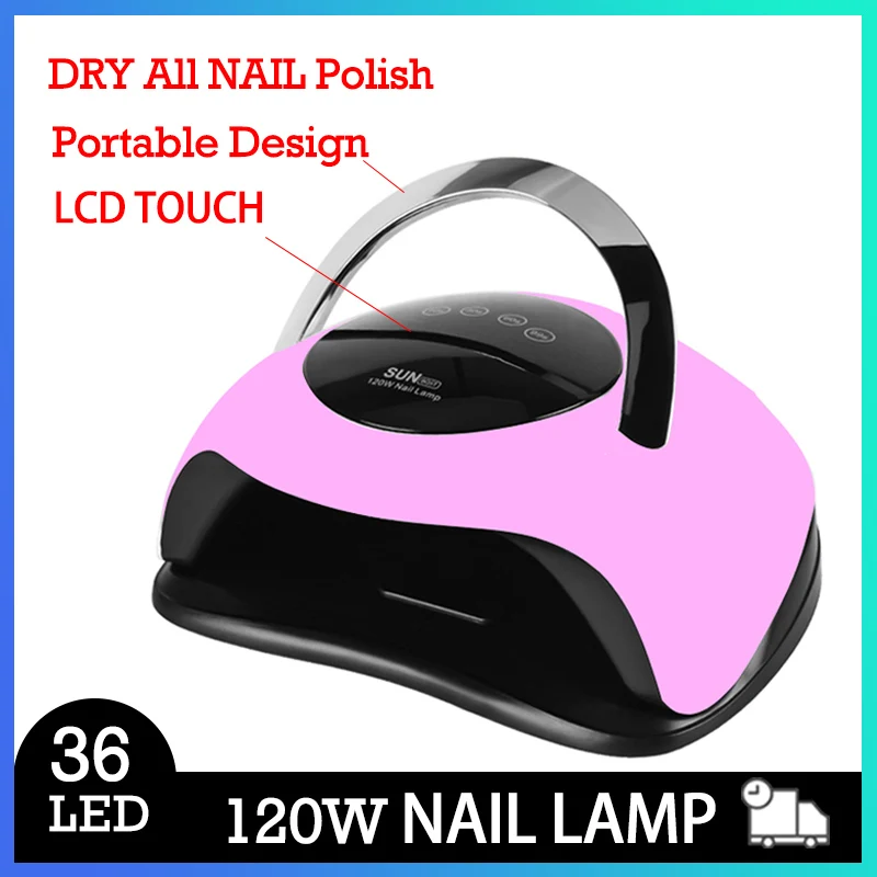 

SUN Pink BQ5T Manicure Lamp Quick Dry 120W LED UV Lamp Professional Auto Nail Lamp High Quality Touch Button Nail Gel Dryer Lamp