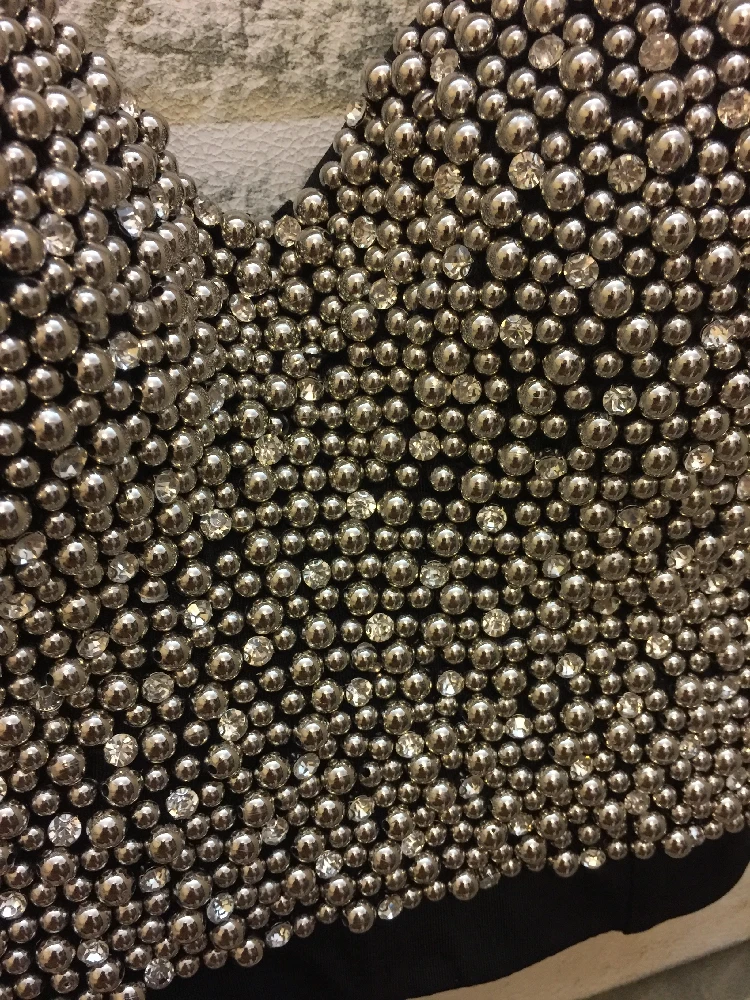 

2019 Pearl Drill Fashion Night Club Dance Performance Vest Women Bra-wrapped Sleeveless Bustier Crop Tops A103