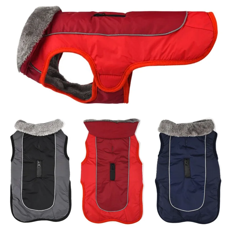Зимняя одежда для собак водоотталкивающая Двусторонняя маленьких и больших