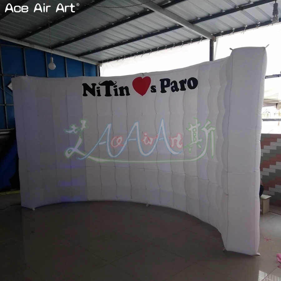 3x2.1m Silver color inflatable Dj booth wall,photo booth backdrop with interior blower for entertainment on wedding parties