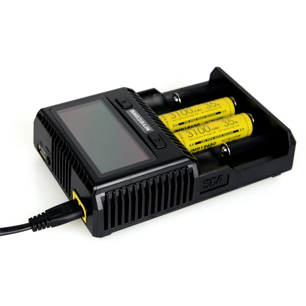 NITECORE SC4 Intelligent Faster Charging Superb Charger with 4 Slots 6A Total Output Compatible IMR 18650 14450 16340 AA Battery |