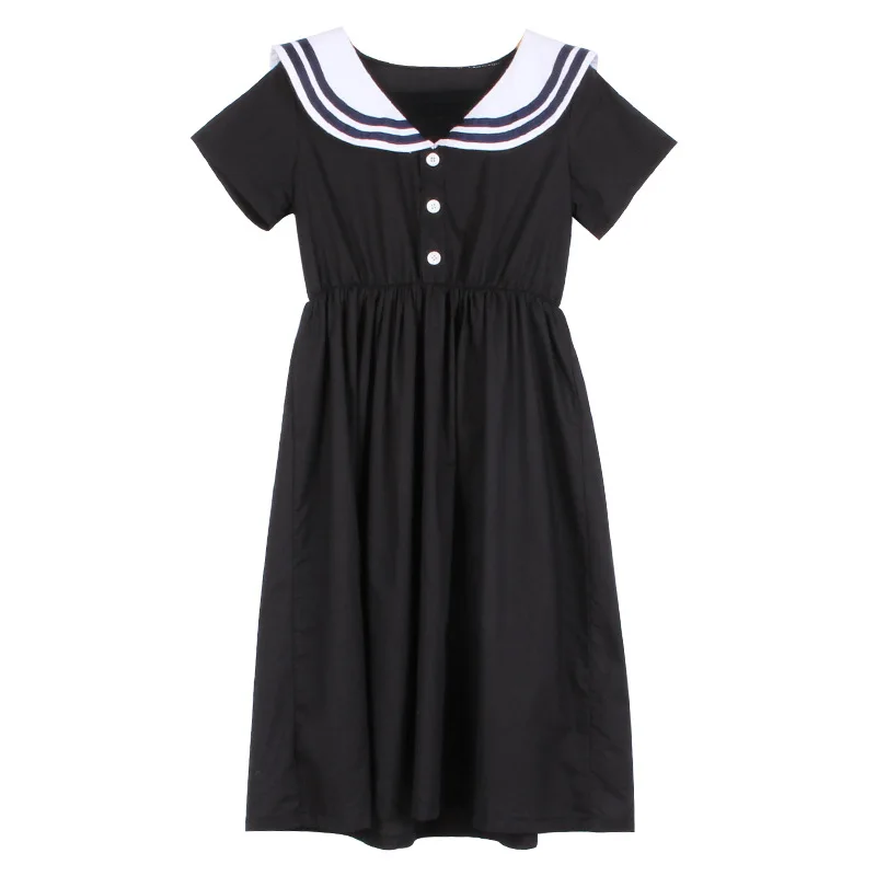 

Brand 2020 New Girl Cotton Dress Summer Navy Kids Dress for Girl Military Children Stripe Dress Toddler Clothes Loose Thin,#5288