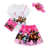 kids spirit riding free clothes for girls cosplay costume summer t shirt and skirts bag hat 4pcs baby children party clothing