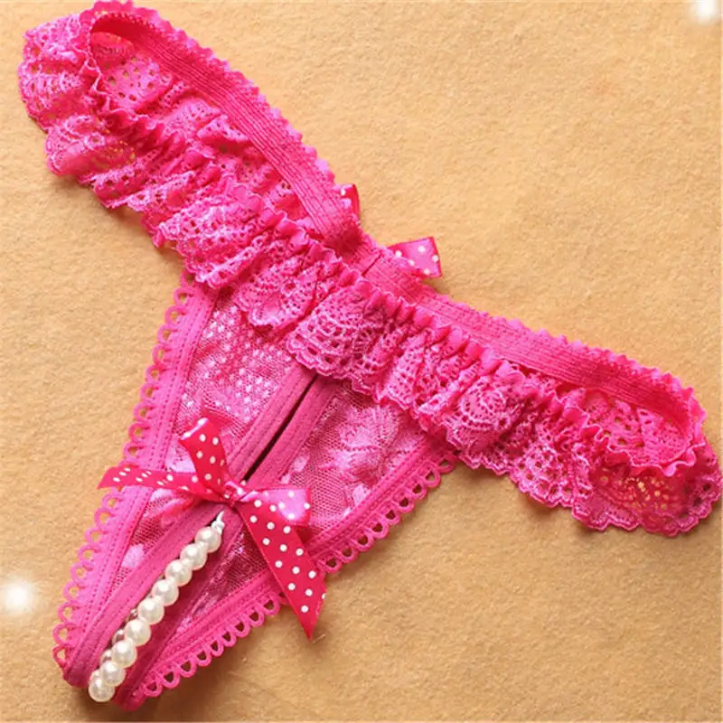 Сексуальные кружевные женские g-стринги с милым бантом низкая талия